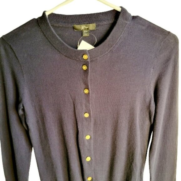 J. Crew 100% Cotton  button front cardigan, navy blue NWT - Picture 3 of 5